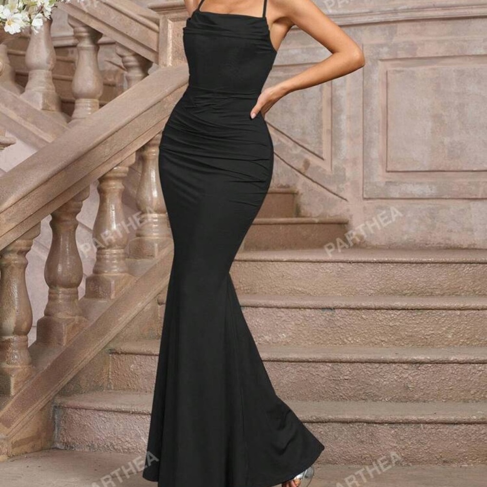 Black Spaghetti Strap Maxi Dress for Prom